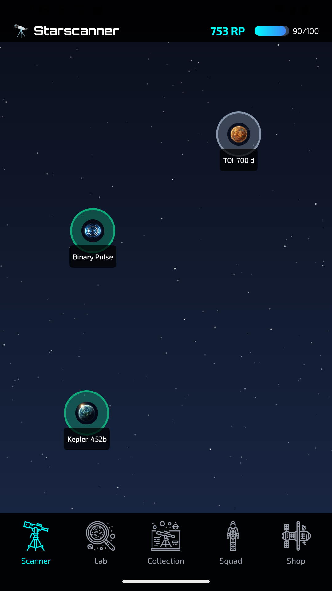 Starscanner gameplay - scanning for discoveries